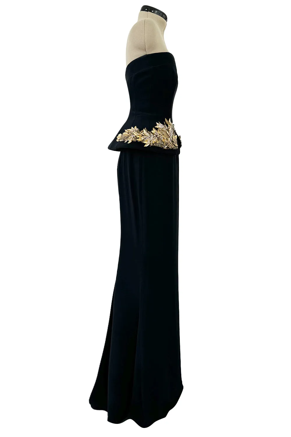 Spectacular Spring 2014 Alexander McQueen by Sarah Burton Strapless Crystal Detailed Peplum Dress