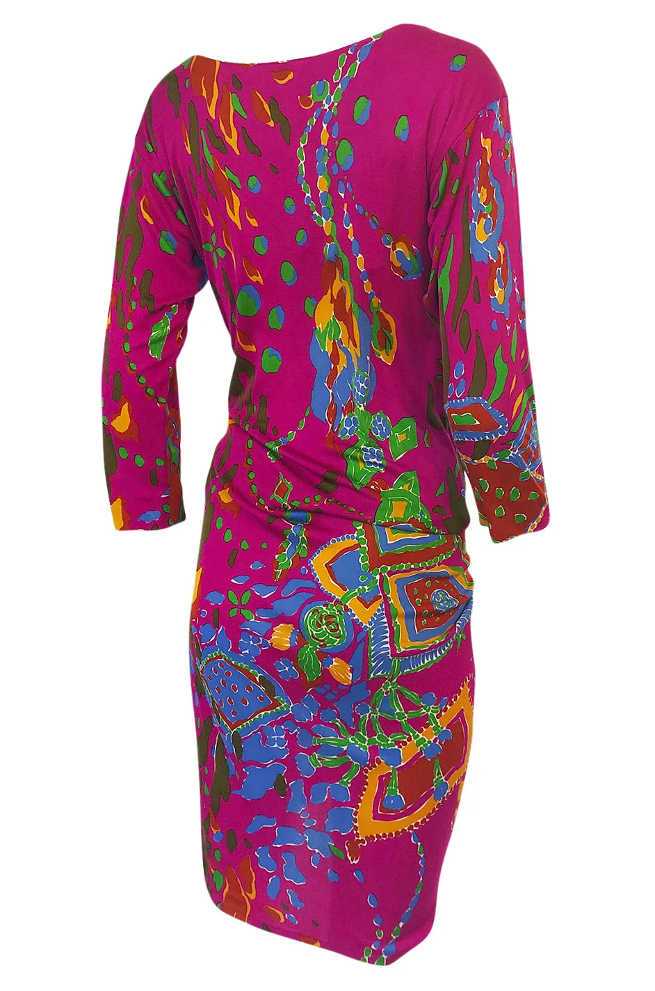 Spring 1991 Yves Saint Laurent Runway & Ad Campaign Printed Draped Dress