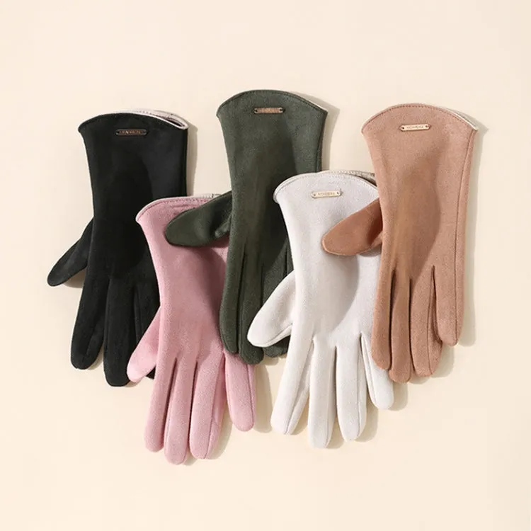 Touch Screen Plus Velvet Keep Warm Riding Gloves, Size: One Size(Men Gray)
