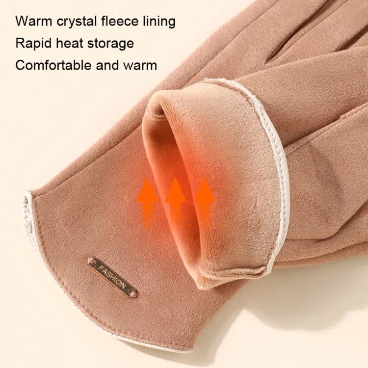 Touch Screen Plus Velvet Keep Warm Riding Gloves, Size: One Size(Men Gray)
