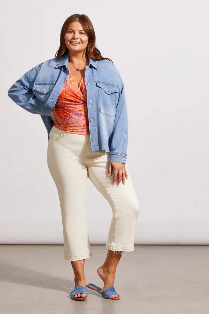 Tri 5408V Plus Size Cropped Denim Shacket