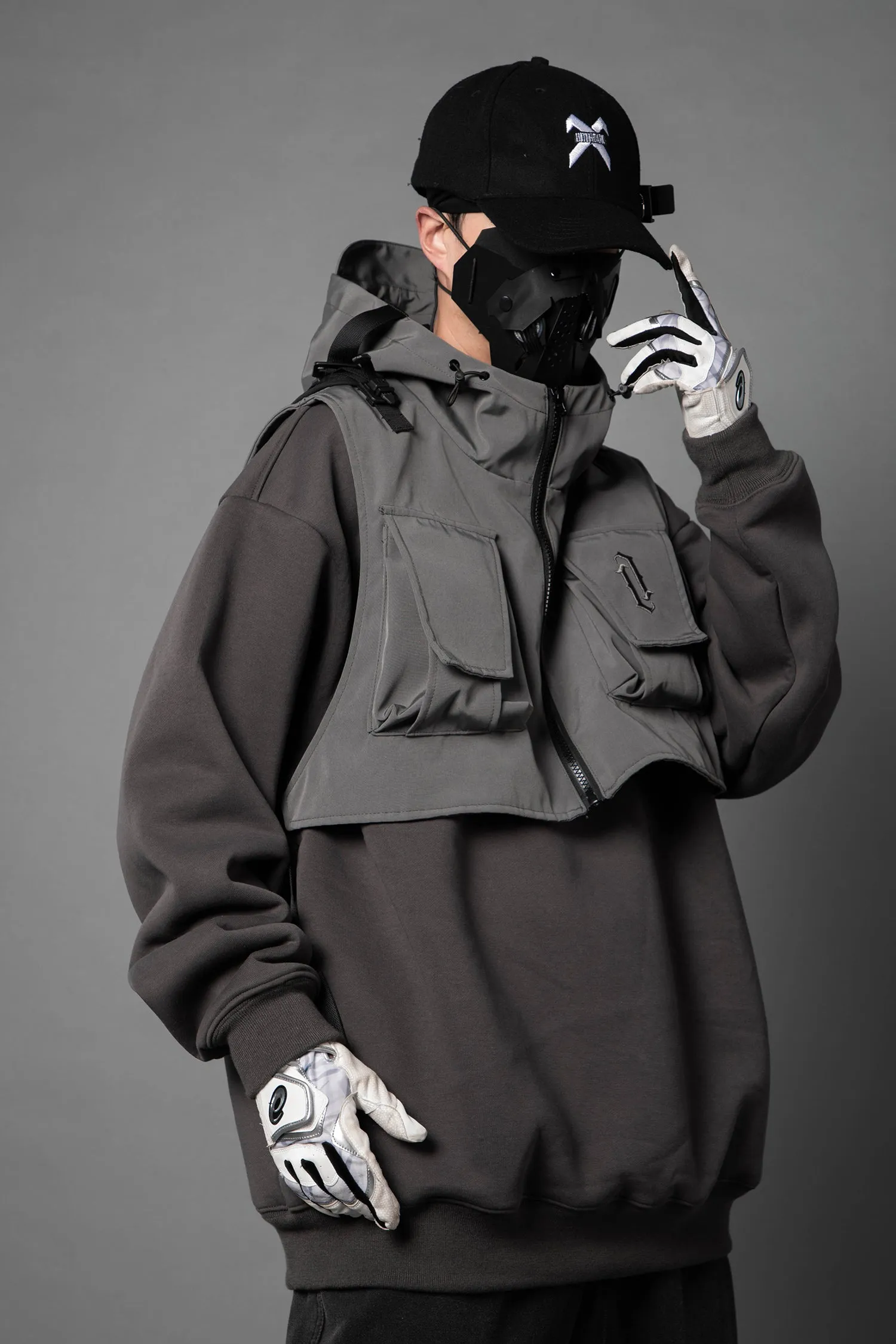 V3 Grey Tech Guarded Hoodie with Vest