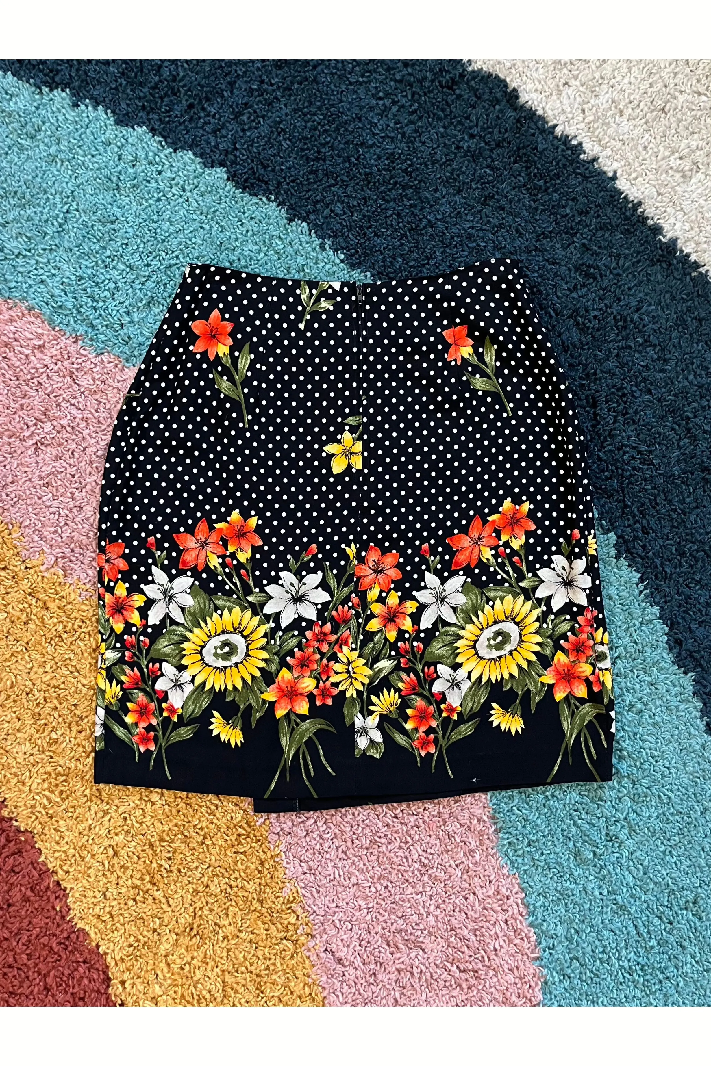 Vintage 90s Flowers & Polka Dots Skirt