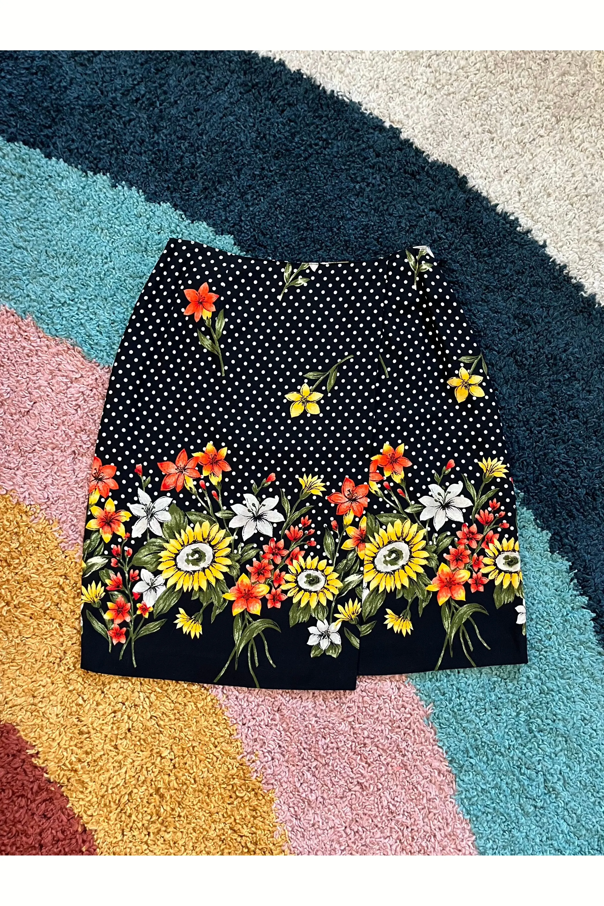 Vintage 90s Flowers & Polka Dots Skirt
