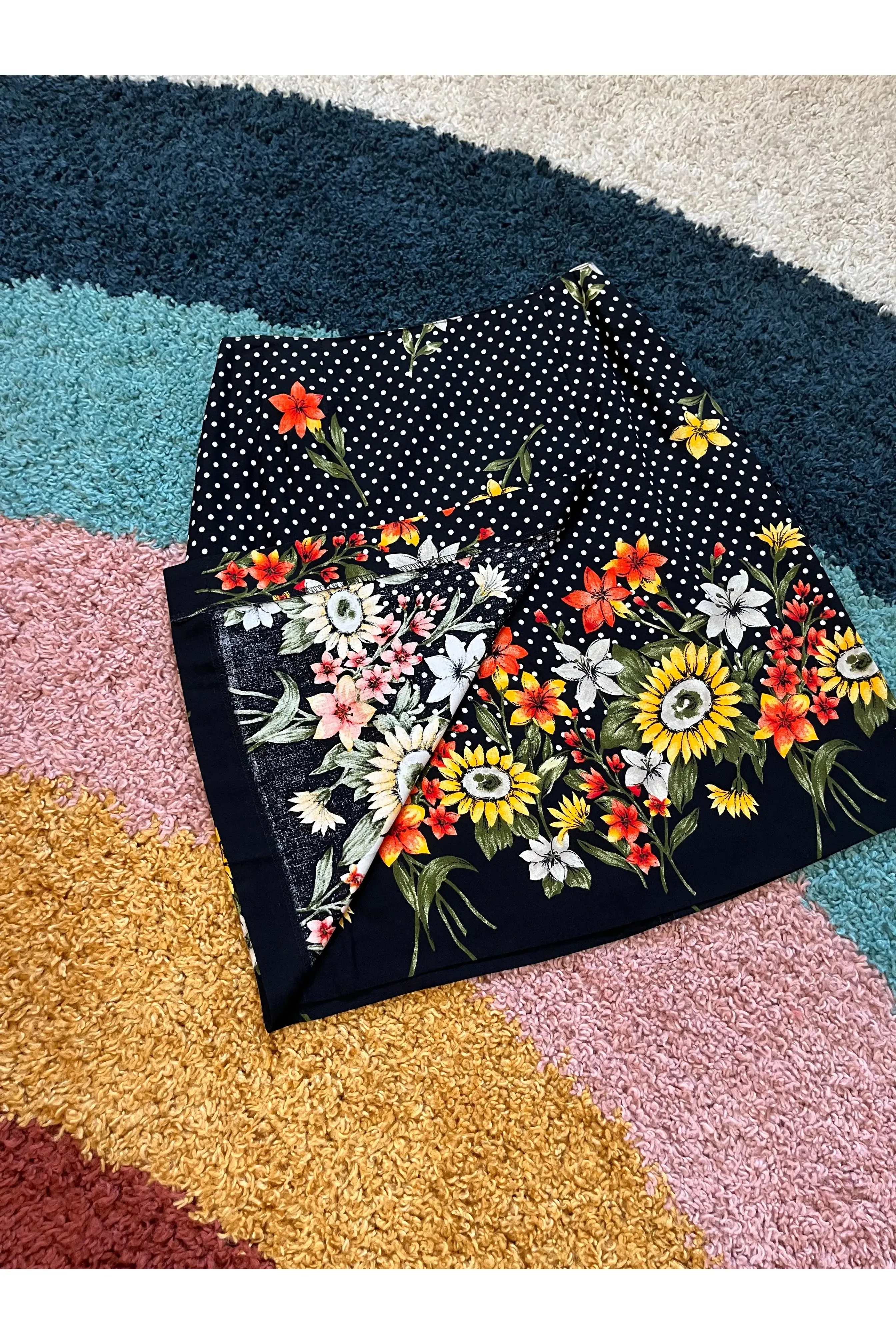 Vintage 90s Flowers & Polka Dots Skirt