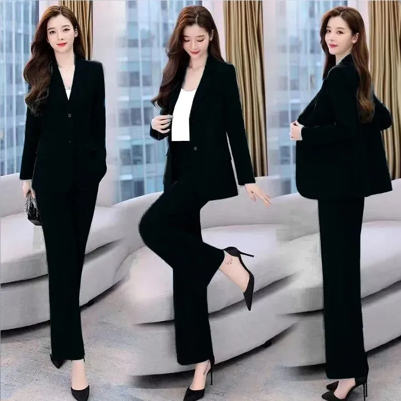 Wjczt 2022 Summer New Korean Fashion Elegant Women's Pants Suit Office Blazer Jacket Leisure Trousers Two Piece Set Female Clothing