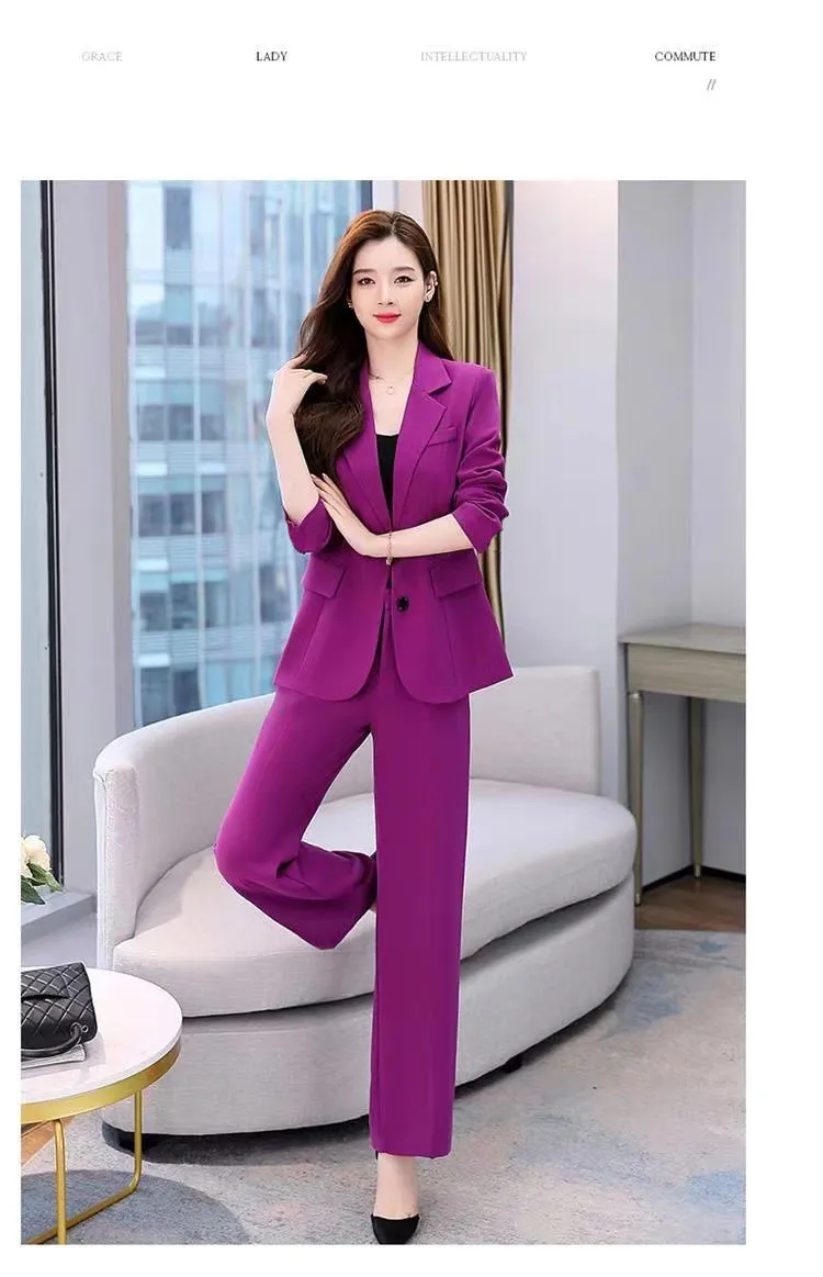 Wjczt 2022 Summer New Korean Fashion Elegant Women's Pants Suit Office Blazer Jacket Leisure Trousers Two Piece Set Female Clothing
