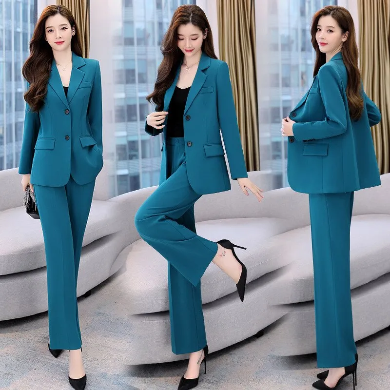Wjczt 2022 Summer New Korean Fashion Elegant Women's Pants Suit Office Blazer Jacket Leisure Trousers Two Piece Set Female Clothing