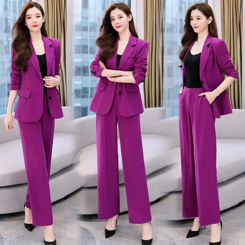 Wjczt 2022 Summer New Korean Fashion Elegant Women's Pants Suit Office Blazer Jacket Leisure Trousers Two Piece Set Female Clothing