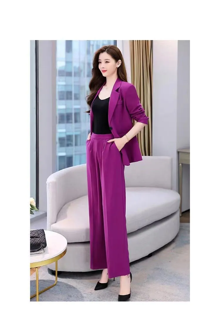 Wjczt 2022 Summer New Korean Fashion Elegant Women's Pants Suit Office Blazer Jacket Leisure Trousers Two Piece Set Female Clothing
