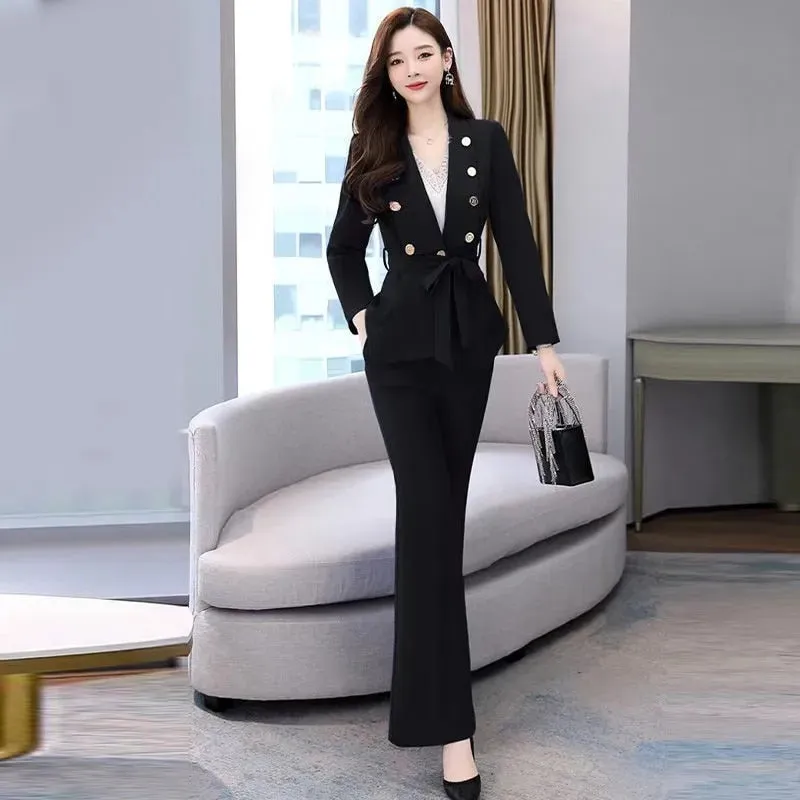 Wjczt 2022 Summer New Korean Fashion Elegant Women's Pants Suit Office Blazer Jacket Leisure Trousers Two Piece Set Female Clothing