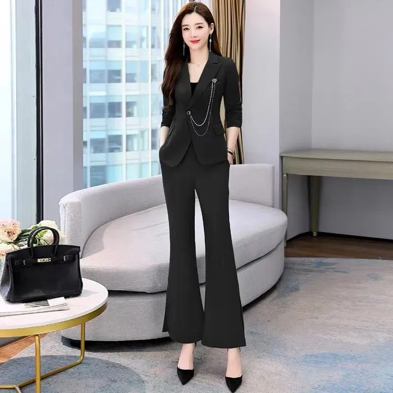 Wjczt 2022 Summer New Korean Fashion Elegant Women's Pants Suit Office Blazer Jacket Leisure Trousers Two Piece Set Female Clothing